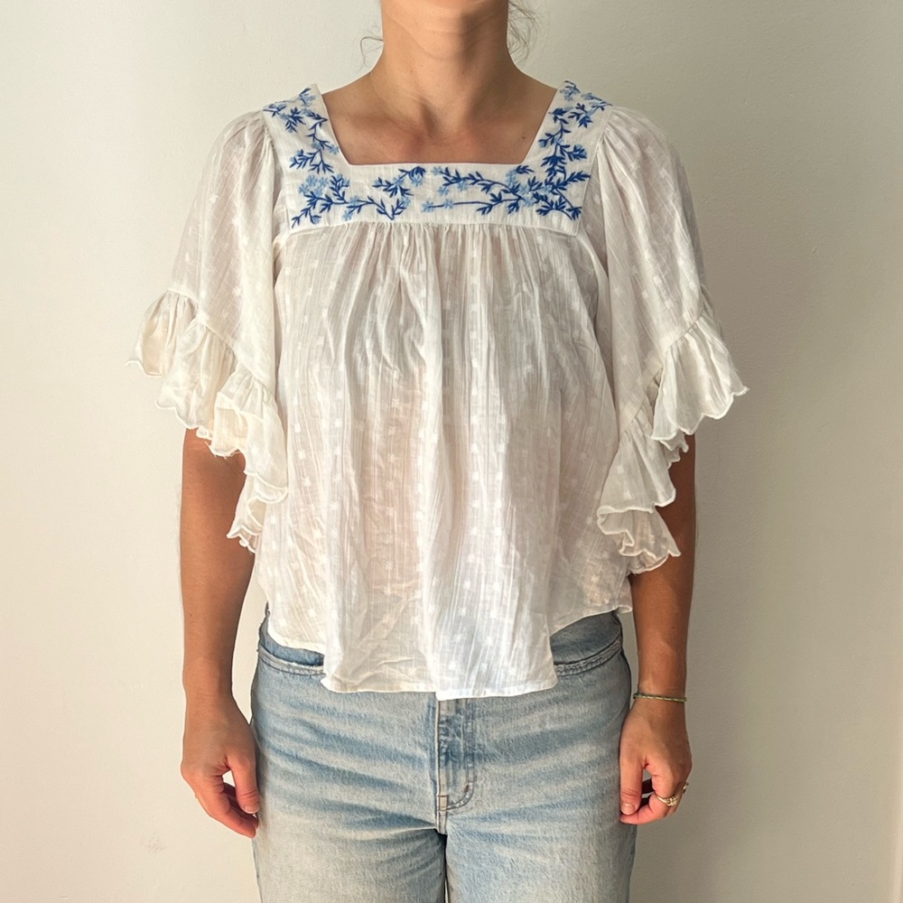 HarperSage bohemian floral embroidered blouse